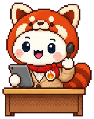 机でタブレットを持つココ