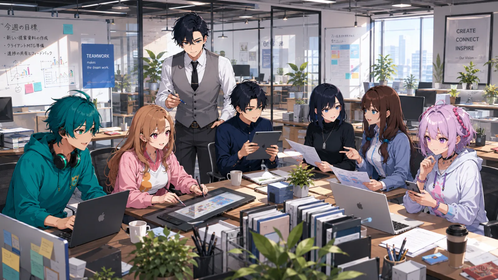 AI社員チームのミーティング風景